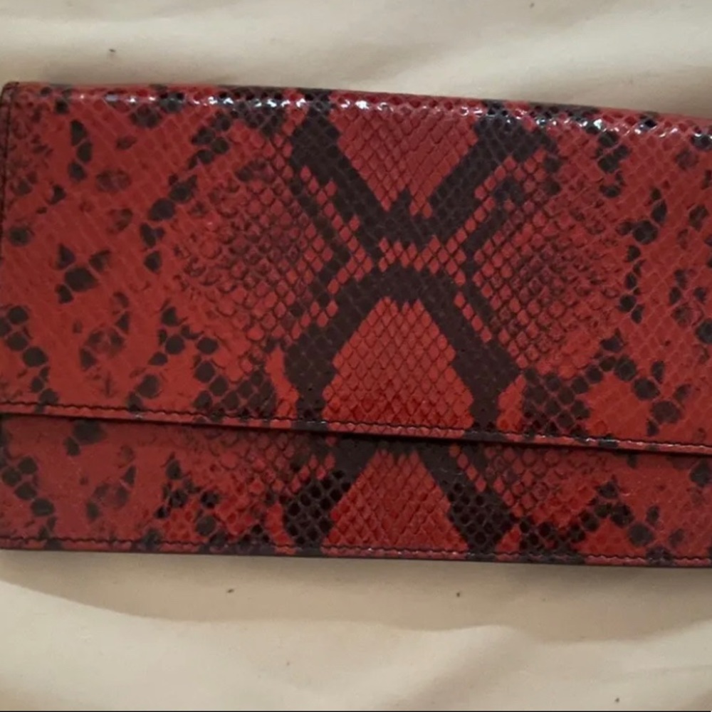 Authentic Alexander Mcqueen Red Python Envelop Cl… - image 2